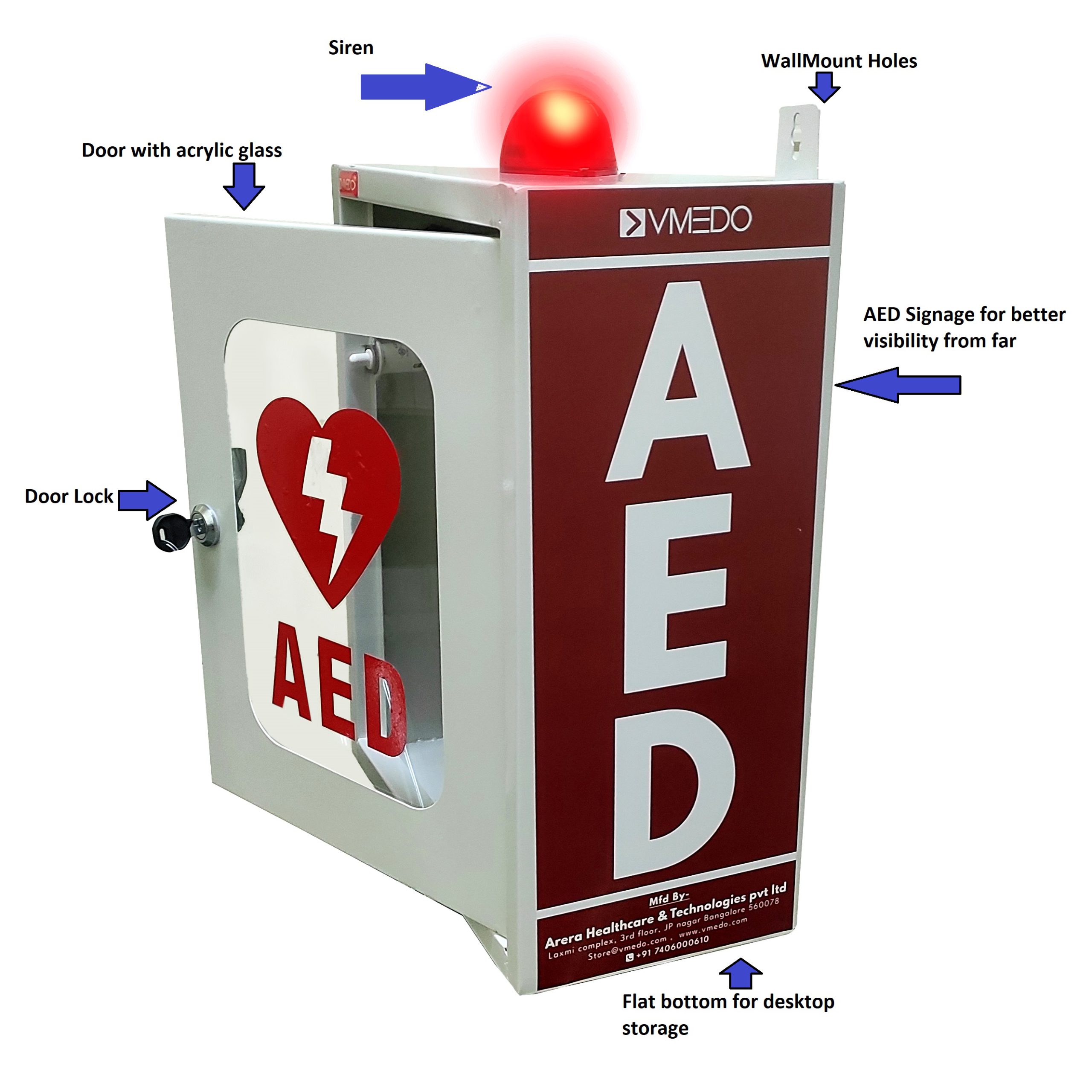 VMEDO AED Cabinet and its important features
