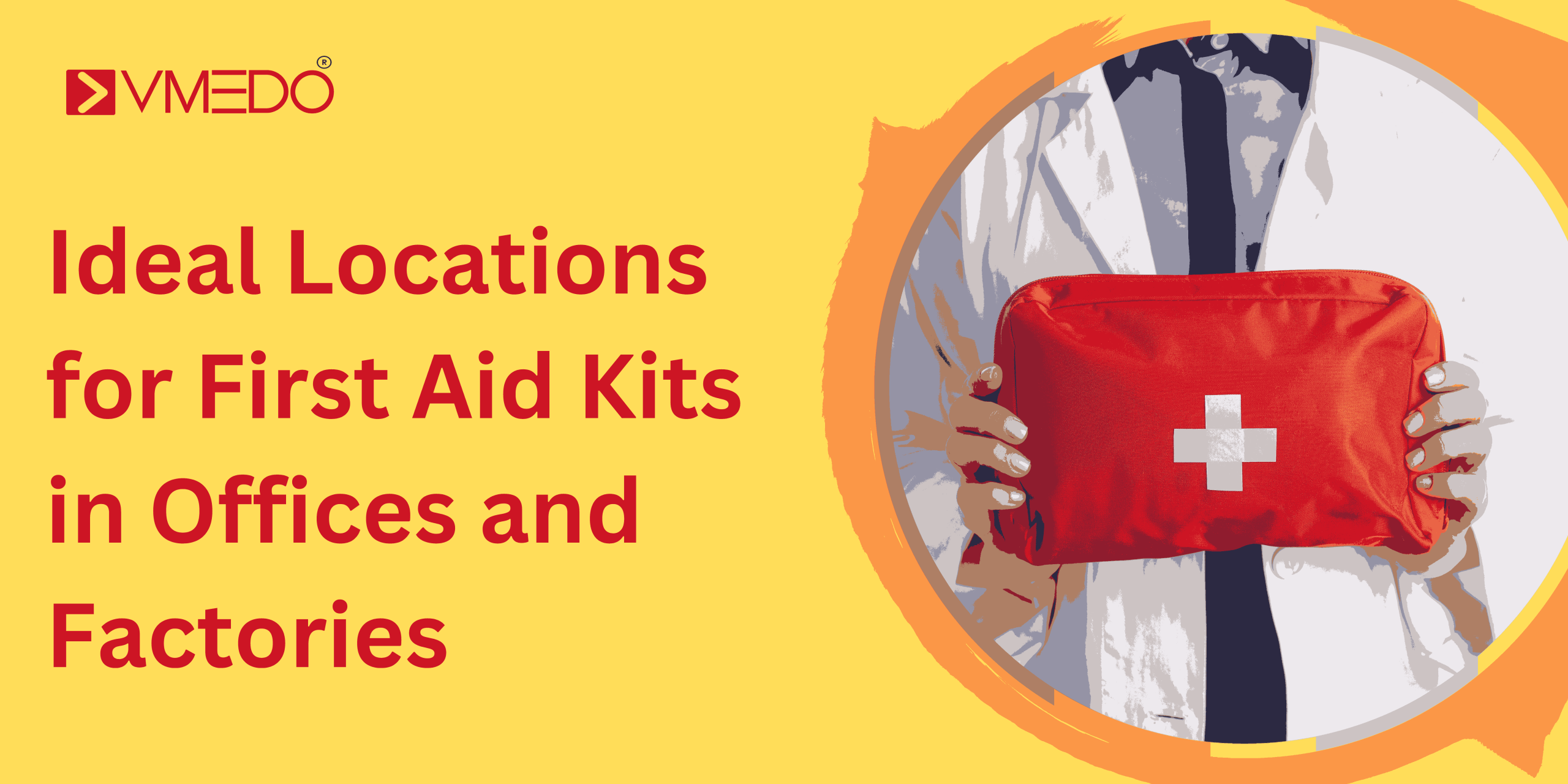 First aid kit placed in accessible workplace location for quick emergency response