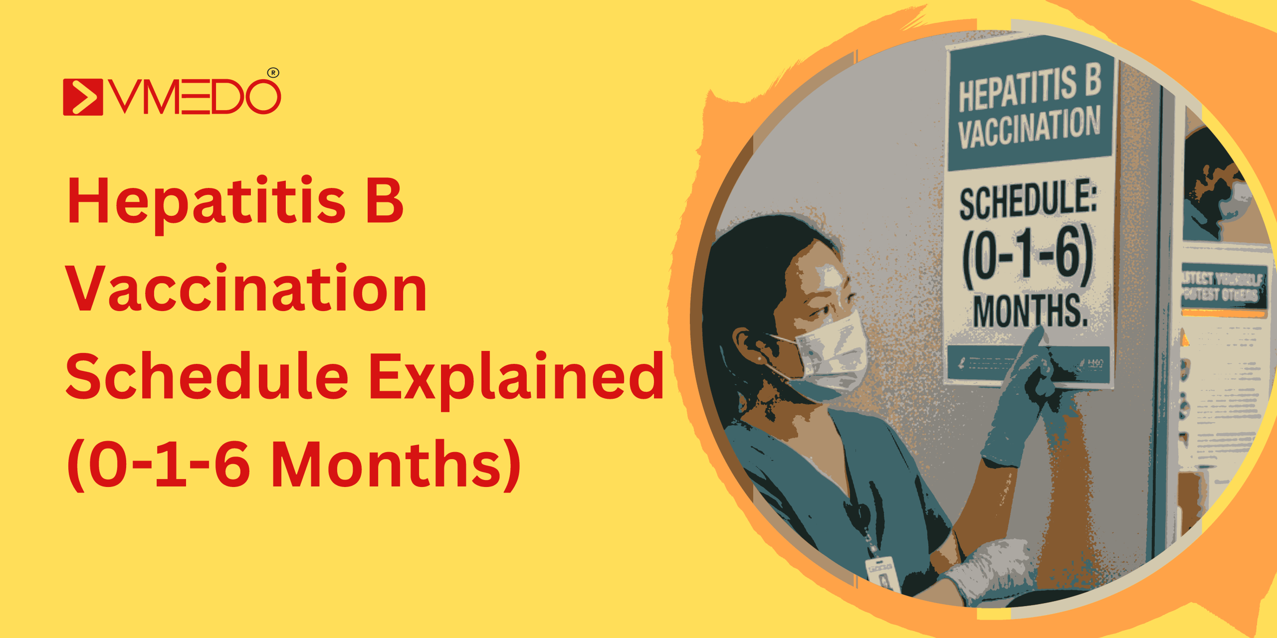 Healthcare professional administering a Hepatitis B vaccine illustrating the 0-1-6 month vaccination schedule for workplace employees.